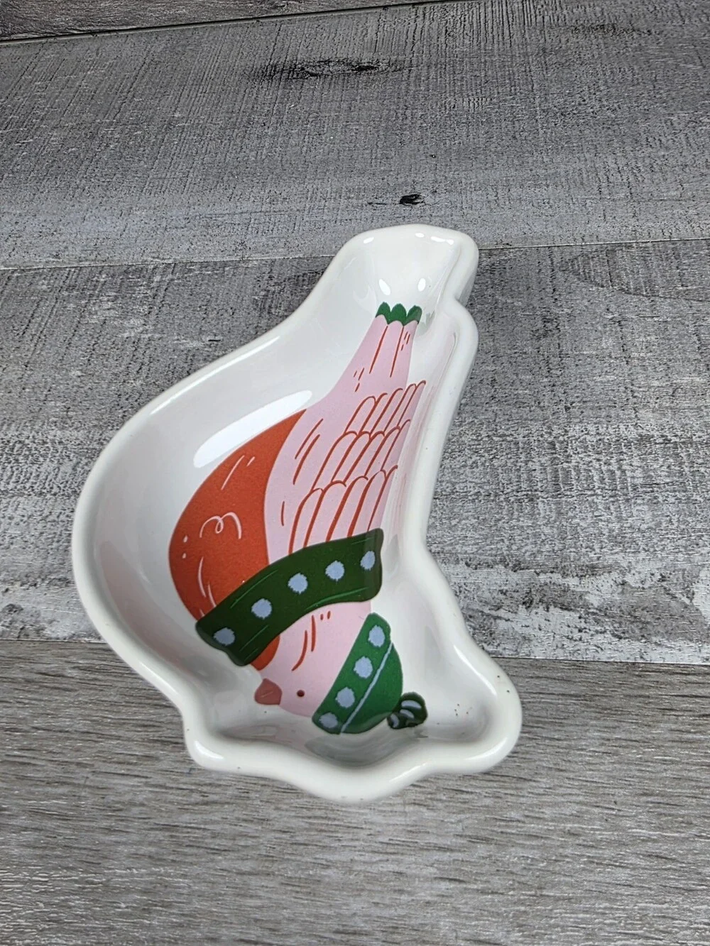 Christmas Ceramic Spoon Rest Trinket Soap Dish Fat Bird Chick 168d3